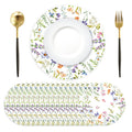 Paper Placemats Disposable 50 Pack Spring Flowers Place Mats 13.4 Inch Round Decorative Wildflower Table Mats for Spring Birthday Bridal Wedding Party Supplies