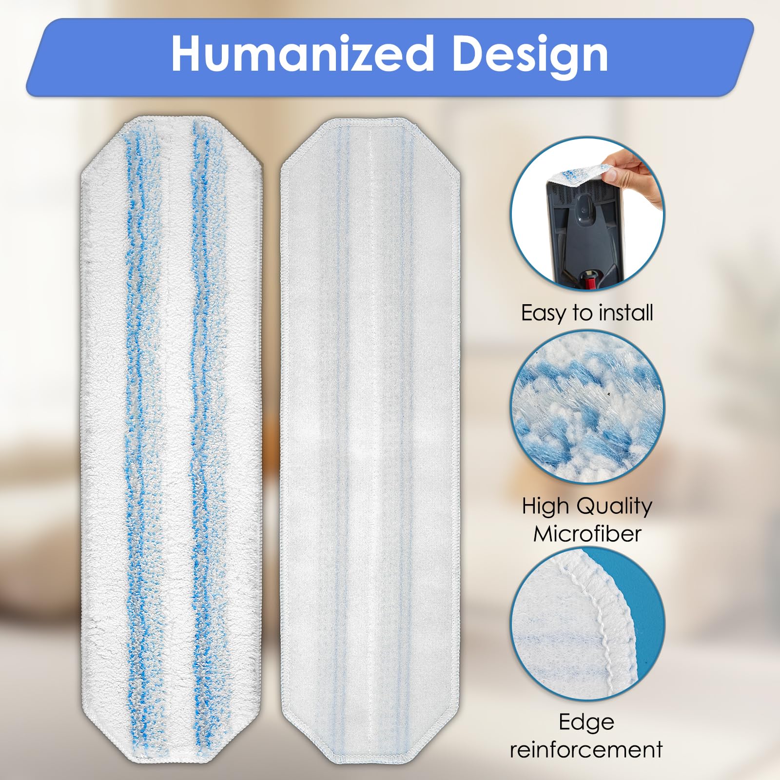(4 Pieces) H2prO Replacement Mop Pads Compatible with Vileda H2prO Mop, Washable Mop Cloths, Microfiber Mop Head, Mop Pad Refill Accessories, Mopping Pads