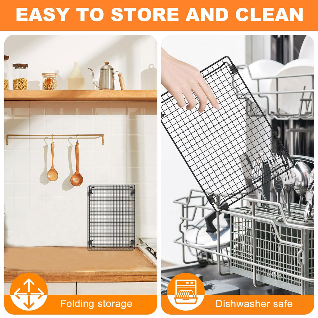 2 Pcs Cooling Rack for Baking and Cooking 13.4x9.4 inch , Carbon Steel Stackable Cookie Cooling Rack with Collapsible Legs , for Grilling, Wire rack for baking sheet Baked Goods Cake Cookie gadgets