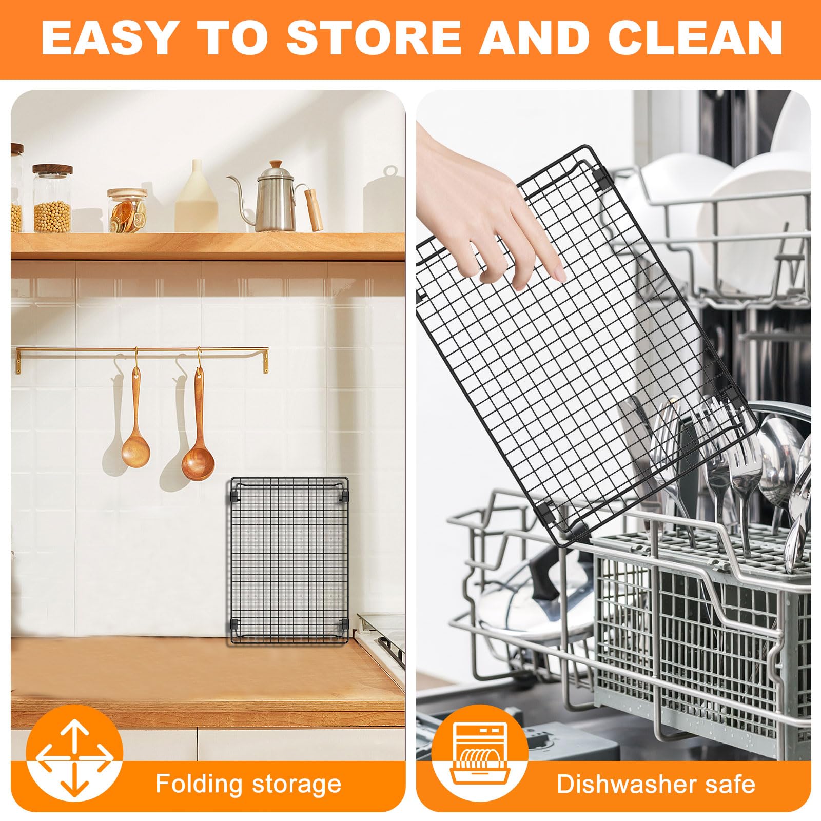 2 Pcs Cooling Rack for Baking and Cooking 13.4x9.4 inch , Carbon Steel Stackable Cookie Cooling Rack with Collapsible Legs , for Grilling, Wire rack for baking sheet Baked Goods Cake Cookie gadgets