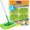 KEEPOW Reusable Microfiber Mop Pads Compatible with Swiffer Sweeper Mop, Dry Sweeping Cloths, Washable Wet Mopping Cloth Refills for Surface/Hardwood Floor Cleaning, 4 Pack (Mop is Not Included)