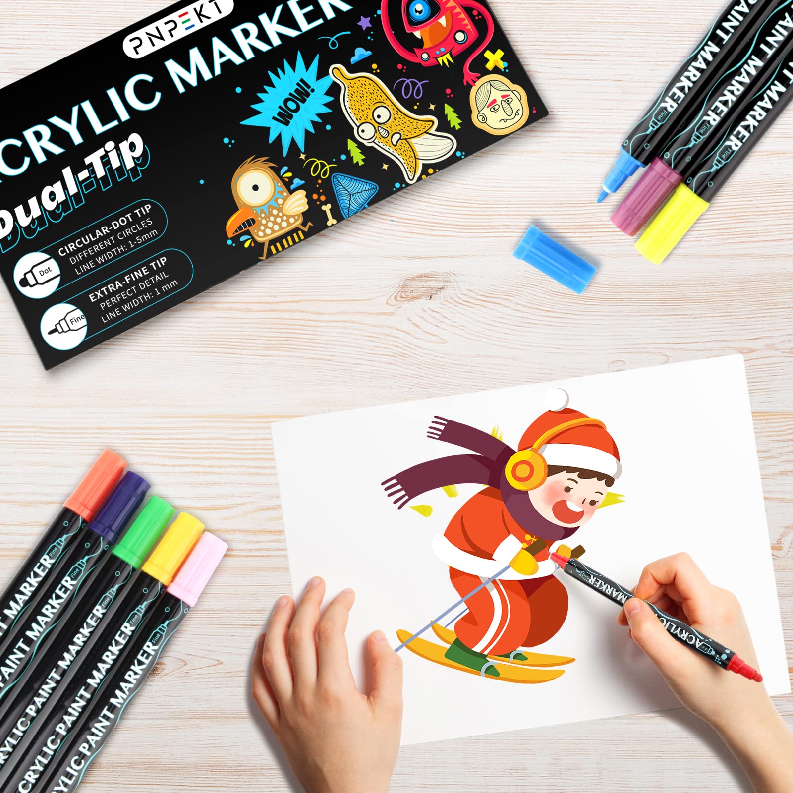 Dual Tip Acrylic Paint Pens Markers,36 Colors Premium Acrylic Paint Pens for Rock Painting Wood Canvas Plastic Metal And Stone, Acrylic Dot Markers Pen For DIY Crafts Making Art Supplies