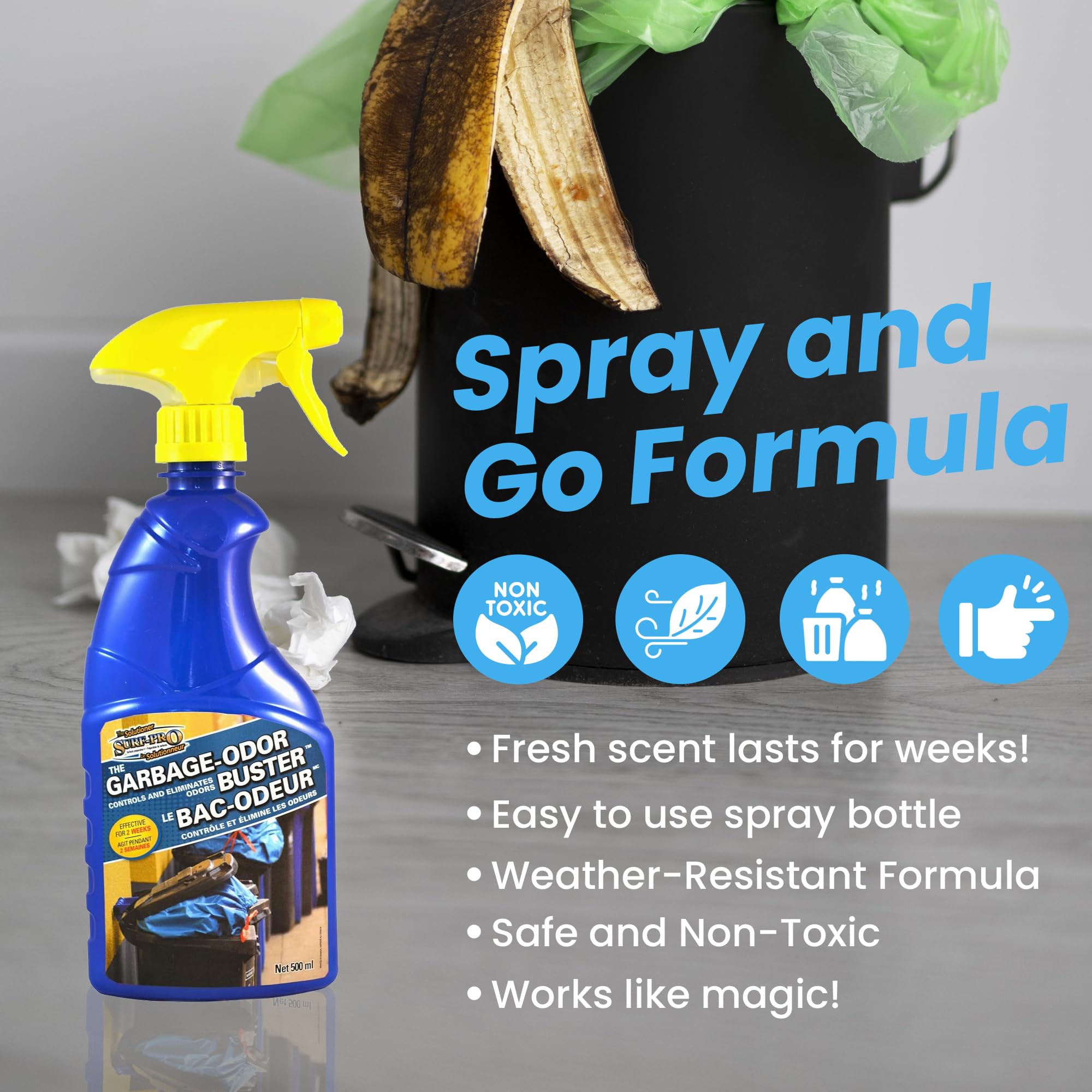 Outdoor Trash Can Odor Eliminator Spray - Freshen and Control Garbage Bin Smells with Ease (500 ml / 16.9 oz)