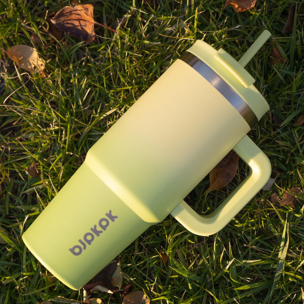 BJPKPK Tumbler with Handle and Straw 40oz Insulated Tumbler Cups with Lid Stainless Steel Travel Coffee Mug,Bubble Gum