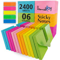 Homolley (24 Pads) Sticky Notes 3x3 in 100 Sheets/Pad, Self-Sticky Note Pads, 6 Bright Colors Super Sticky Pads - Easy to Post for School, Office Supplies, Desk Accessories (24)