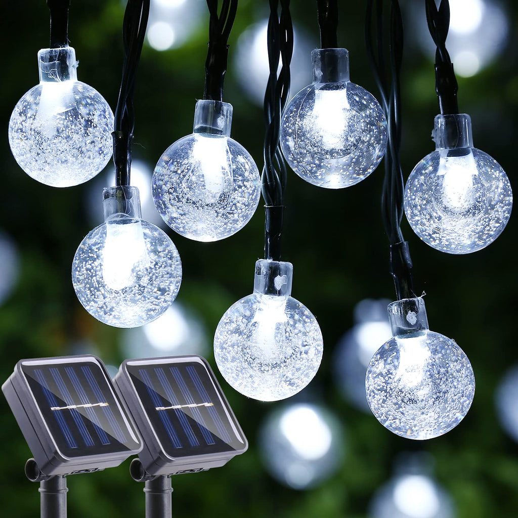 LYHOPE Solar String Lights Outdoor, 2 Pack Total 71ft 120 LED Solar Patio Lights Waterproof, 8 Modes Solar Outdoor Lights Globe Lights for Garden Yard Patio Gazebo Decorations (Cool White)