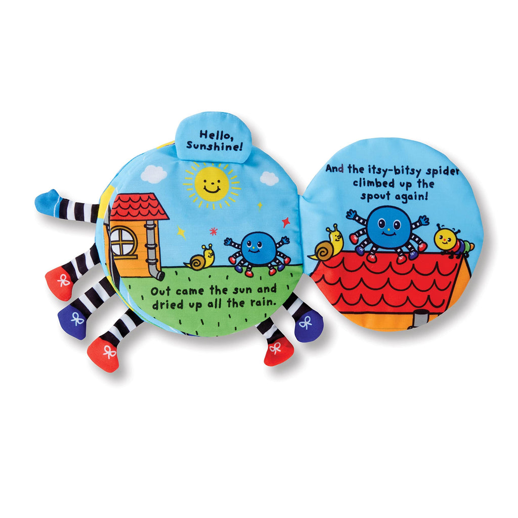 Melissa & Doug K's Kids Itsy-Bitsy Spider 8-Page Soft Activity Book for Babies and ToddlersCloth Baby Book and Sensory Toy with Textures to Grasp and Play Peekaboo, Ages 1 Month+