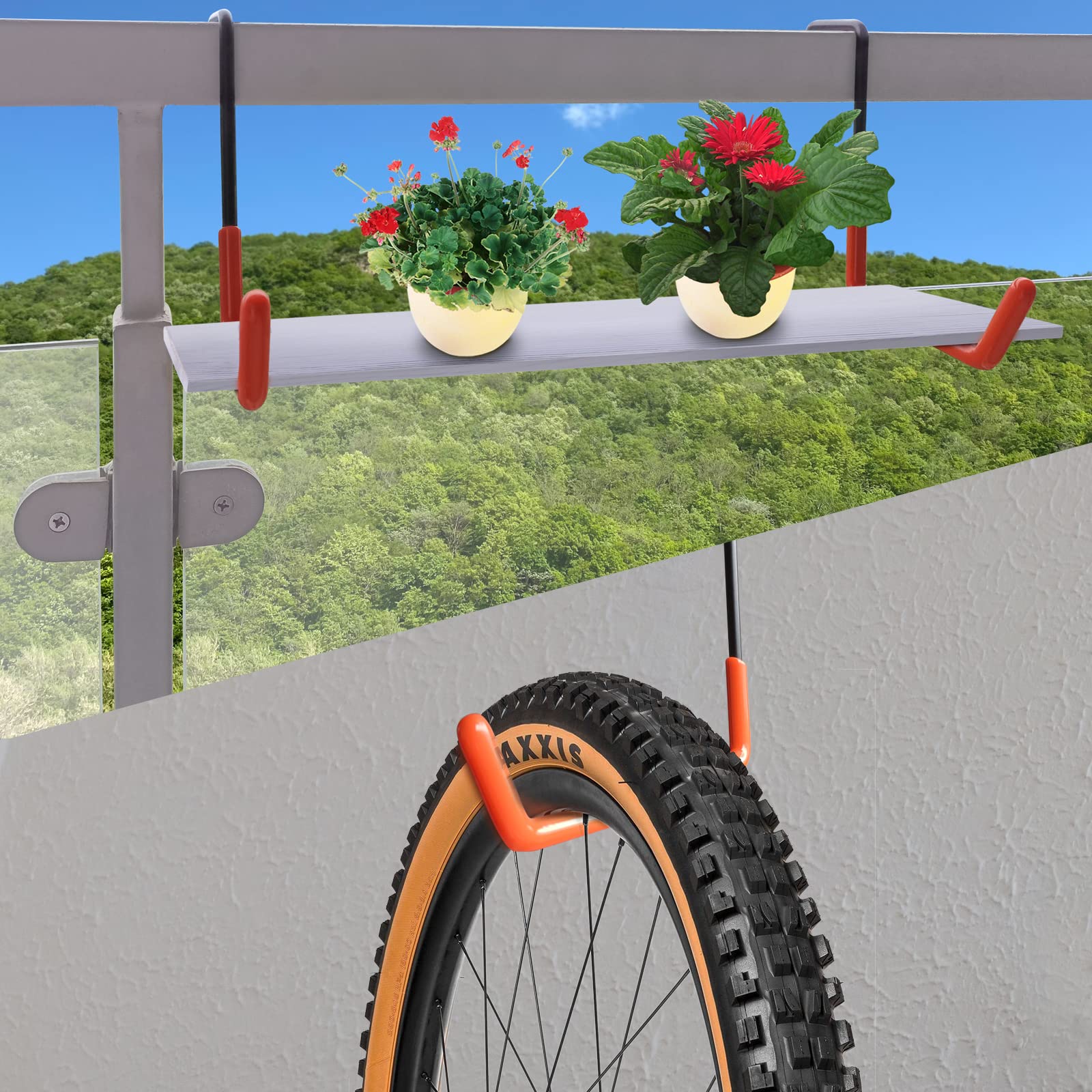 Rafter Hanger Large S Garage Hooks Bike Storage System Holder Organizer, with Non Slip Coating, for Organizing Hanging Basket, Ladders,Bicycle Wheel,Ropes and Bulk Items (6Pack, Black)