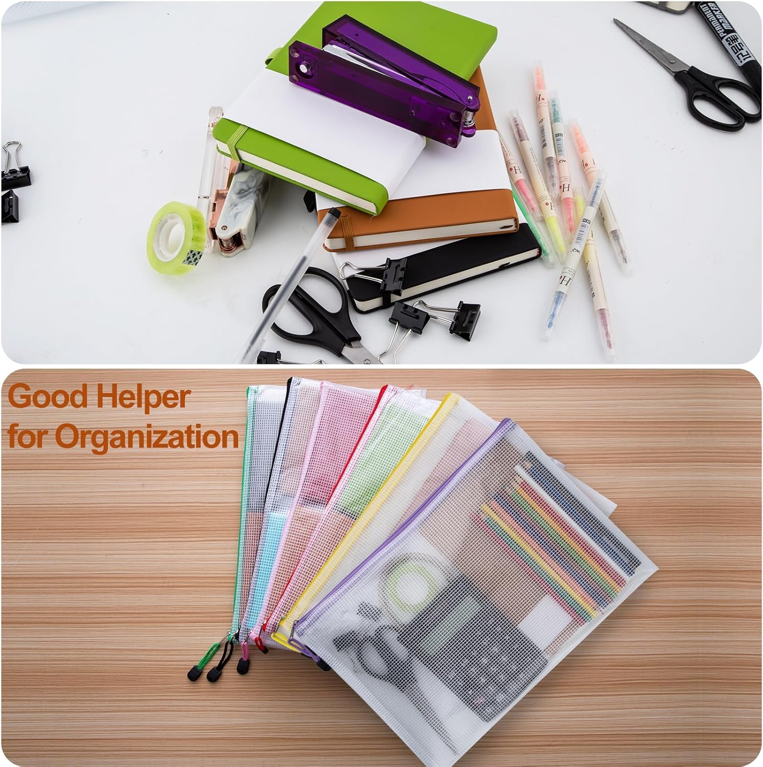 30Pcs 10 Colors Small Zipper Mesh Pouch, A6 Size 7x4.8 in Waterproof Zip Mesh Bag, Plastic Document Pouches, Wallet File Bags for Puzzle Folders Office Supplies, Organizing Storage, Cosmetics Travel