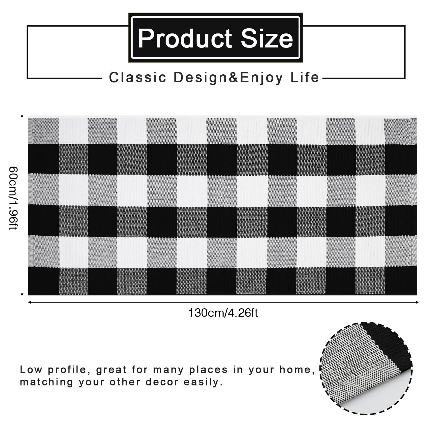 Cekene Buffalo Plaid Outdoor Checkered Rug 2x4.2ft Buffalo Plaid Rug Cotton Woven Washable Front Door Mat Indoor Rugs for Entrance Front Porch Patio