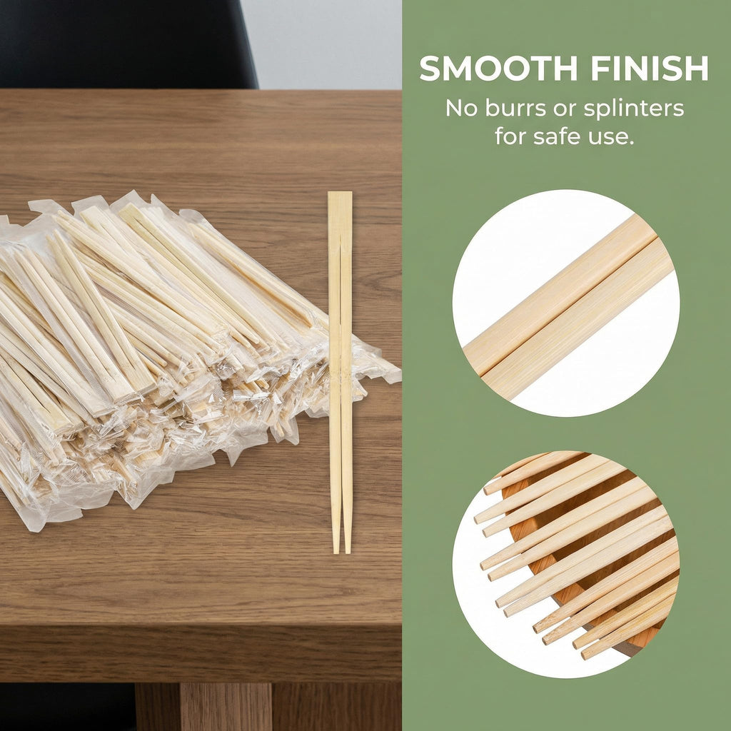 Hiceeden 360 Pairs Disposable Bamboo Chopsticks, Individually Wrapped Chopstick Bulk for Take-Out Orders, Restaurants, Picnics, Clear Sleeve Film