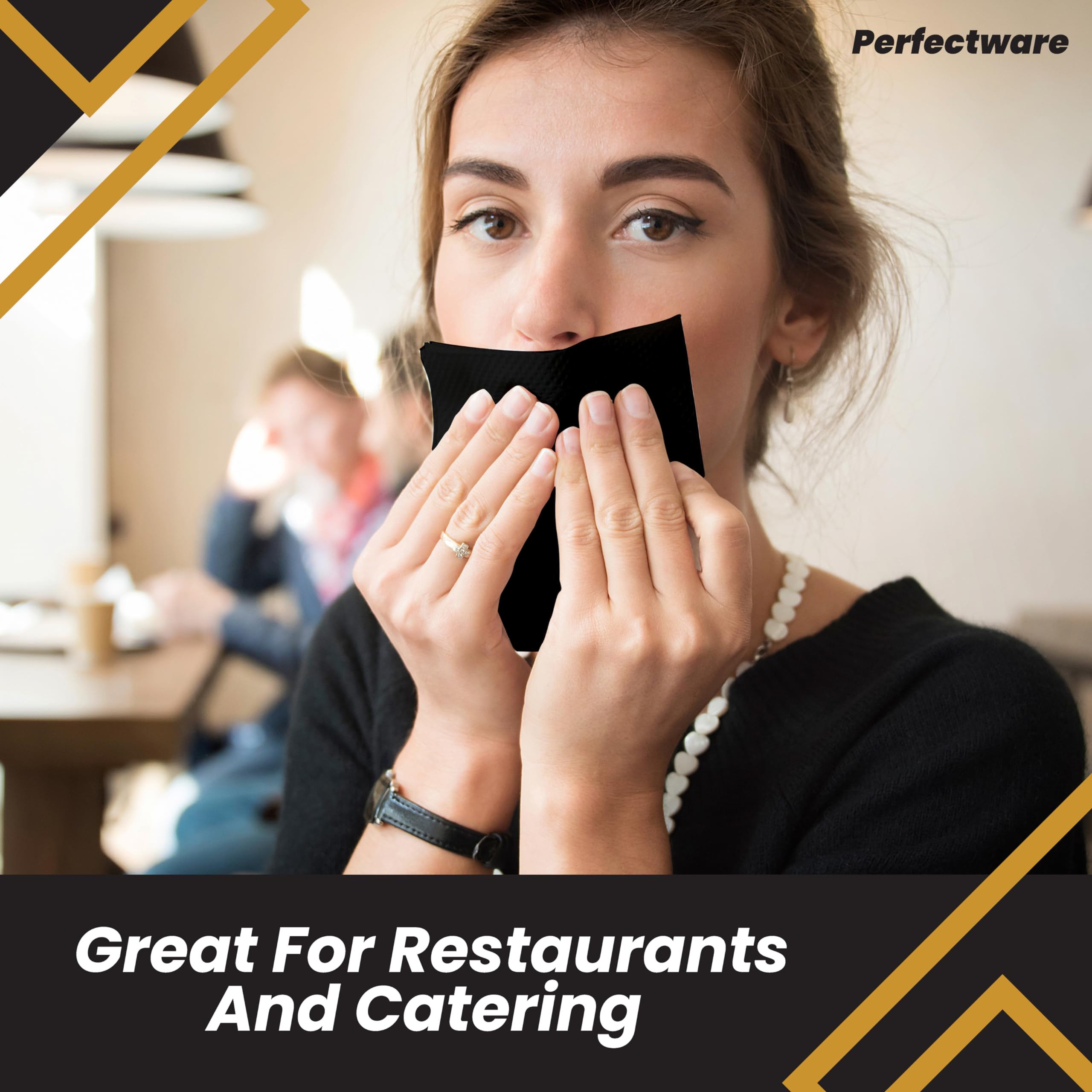 Perfectware 2-Ply Black Beverage Napkins, Pack of 300ct