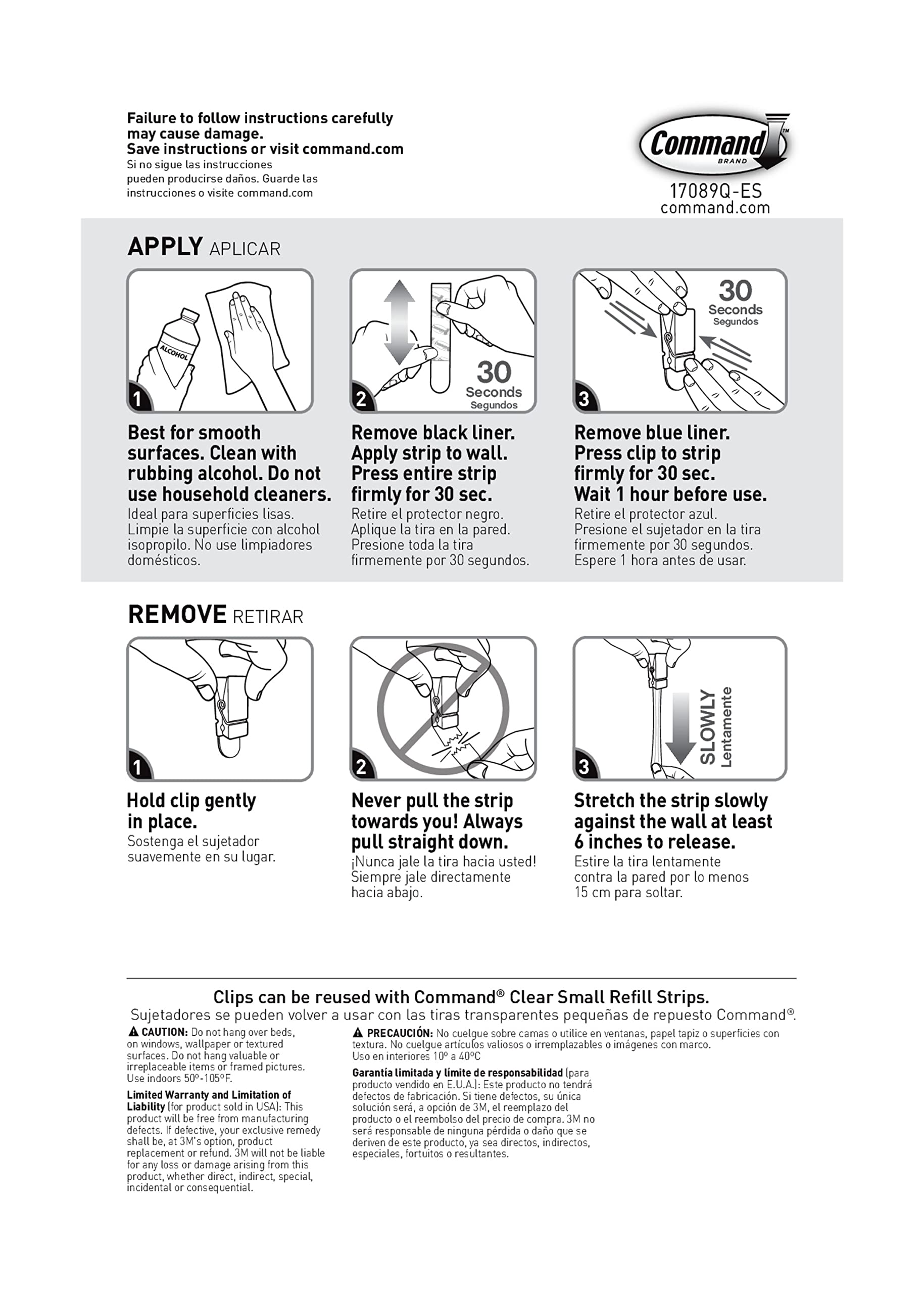 Command Spring Clips, Quartz, 8-Clips (17089Q-8ES)