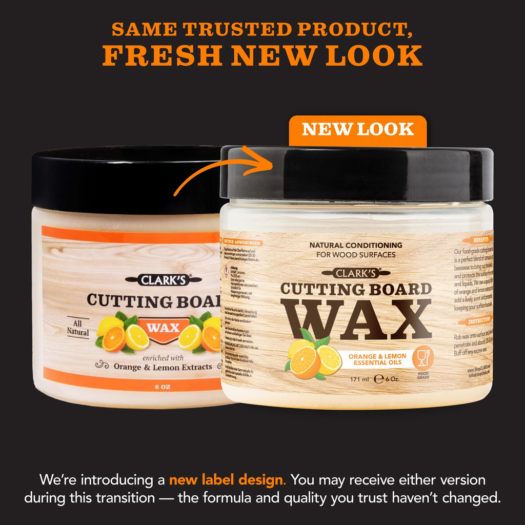 CLARK'S Cutting Board Finish Wax (6oz) | Enriched with Lemon & Orange Oils | Made with Natural Beeswax and Carnauba Wax | Butcher Block Wax