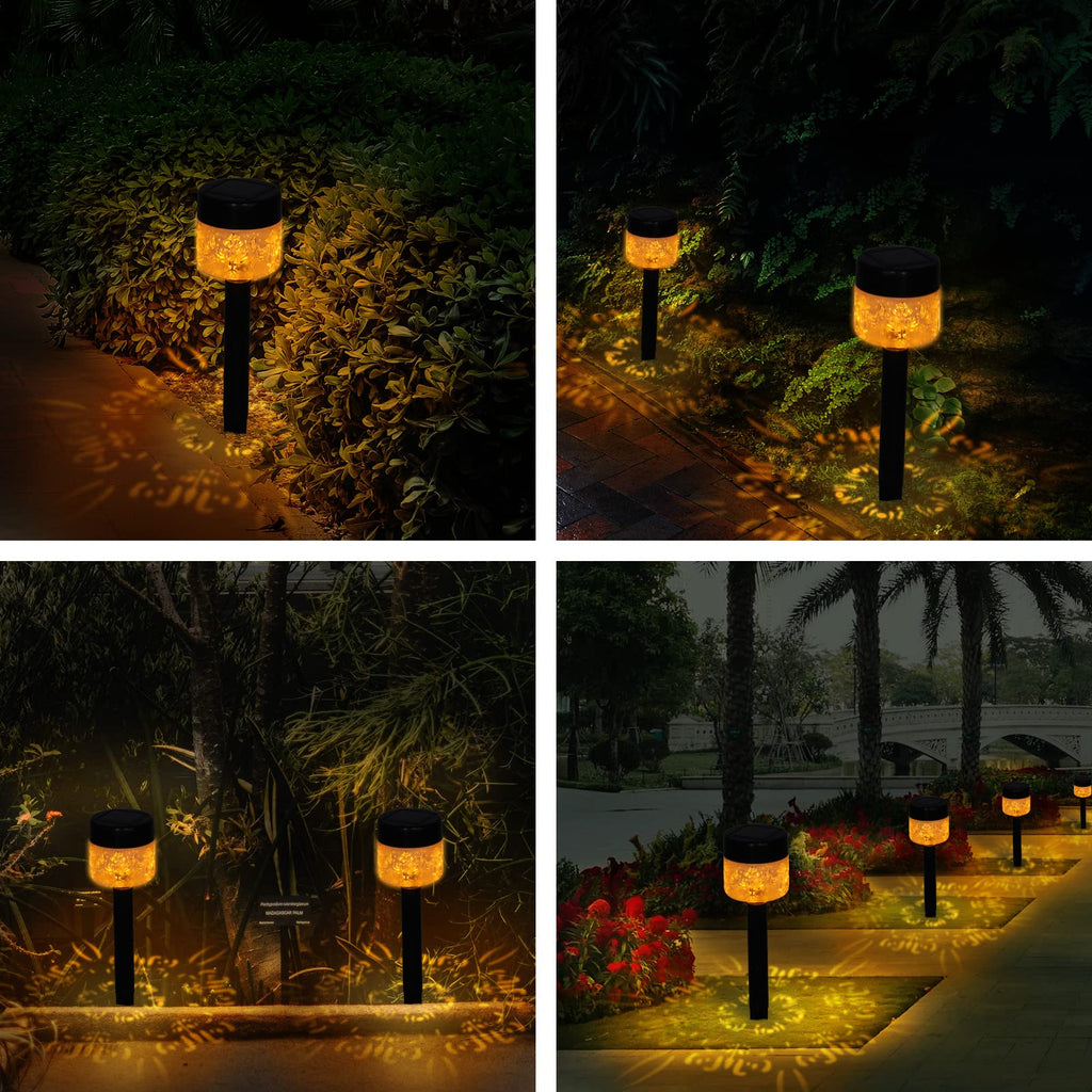 Solar Garden Lights, 4 Pack Solar Lights Outdoor Waterproof IP65 Auto On/Off Solar Pathway Lights Outdoor Decor for Yard Patio Landscape Walkway Driveway (Warm Yellow)
