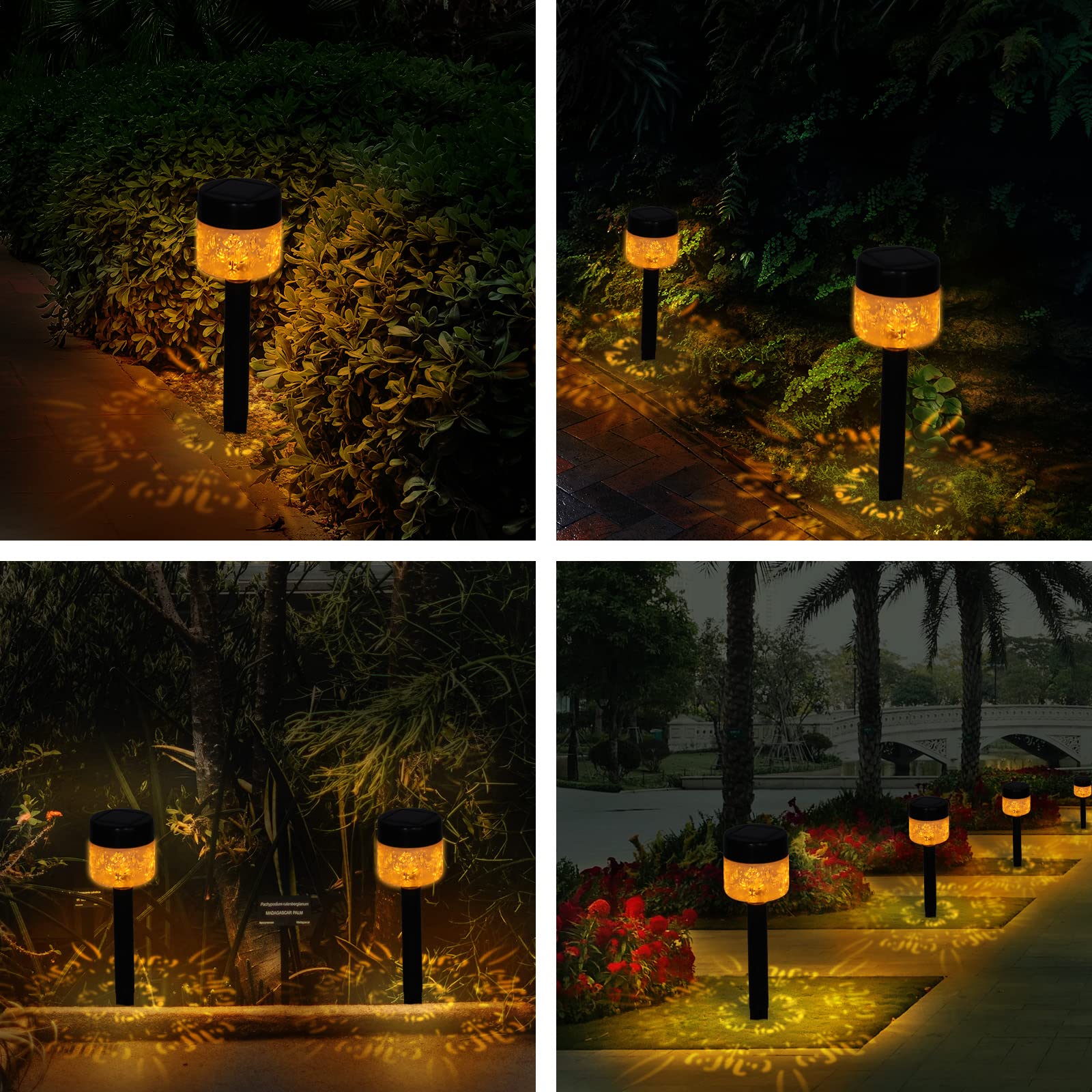 Solar Garden Lights, 4 Pack Solar Lights Outdoor Waterproof IP65 Auto On/Off Solar Pathway Lights Outdoor Decor for Yard Patio Landscape Walkway Driveway (Warm Yellow)