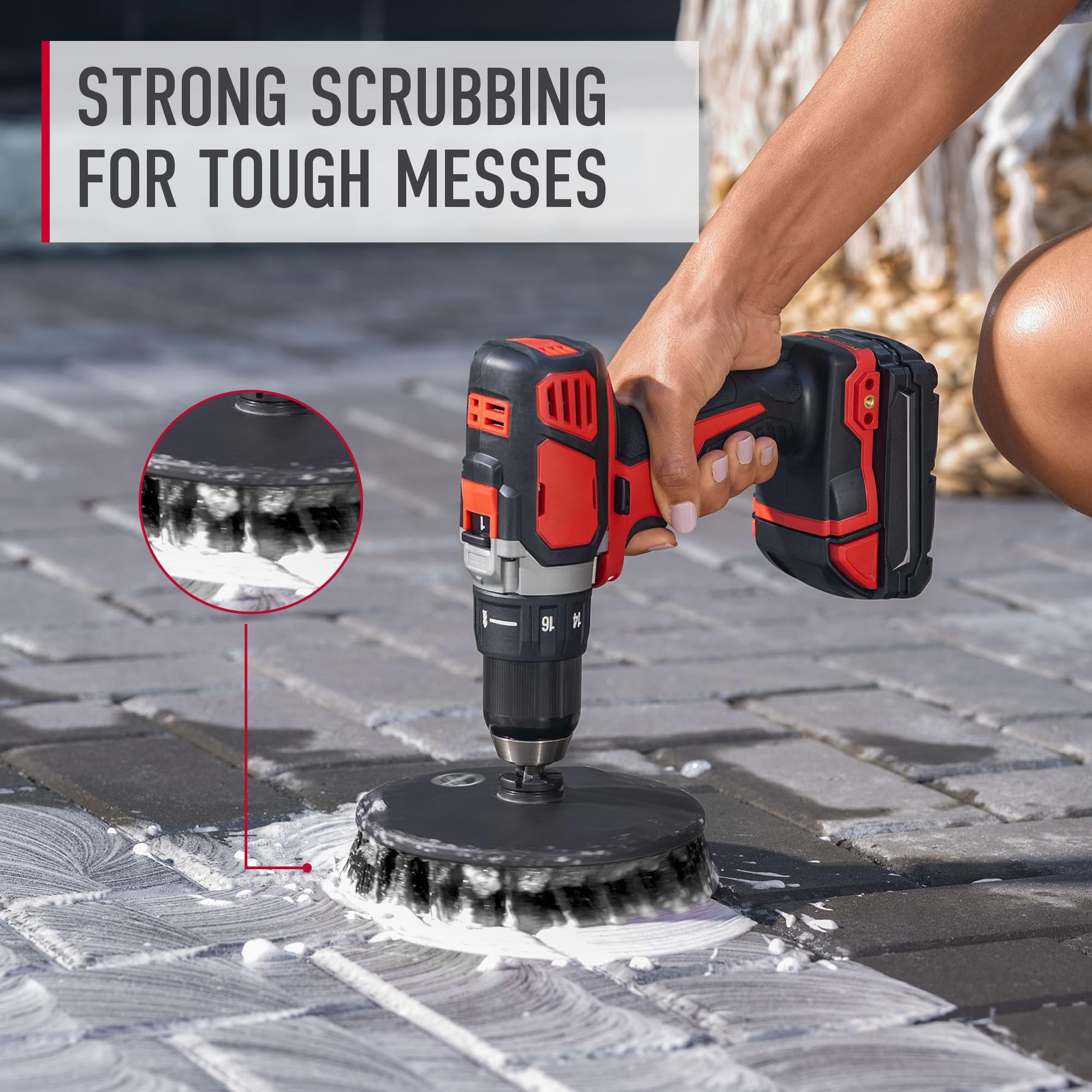 Hoover 6" Hard Bristle Cleaning Brush, for Heavy-Duty Whole-Home Cleaning, Compatible with ONEPWR Scrubber, AH86300, Black