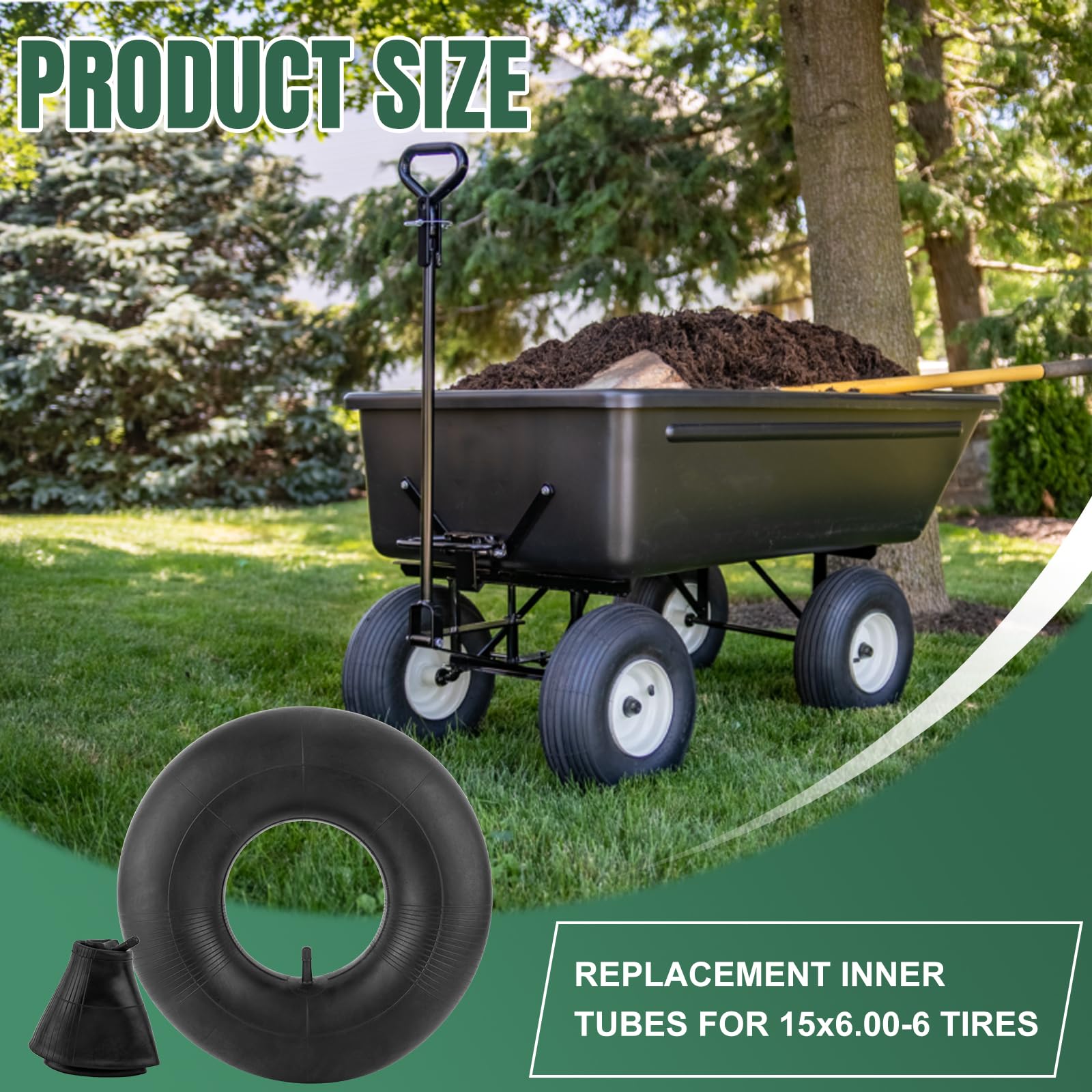 NIGOOLATA 15x6.00-6" Inner Tube with Straight Valve Stem (2-Pack) - Heavy Duty Replacement Tire Tubes for Lawn Mower, Snow Blower, Riding Mowers, ATVs, Golf Carts