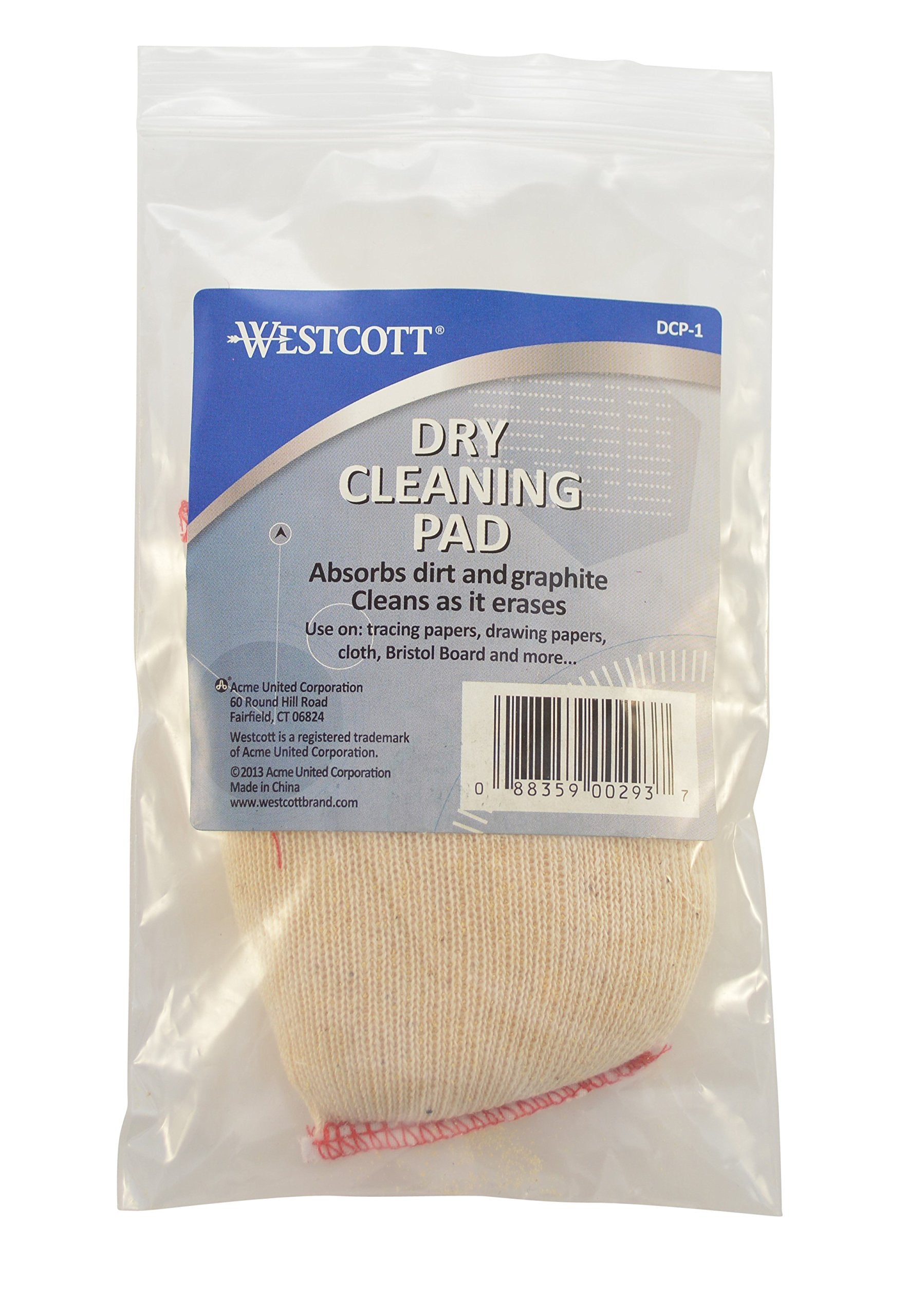 Westcott Dry Cleaning Pad, 6.75" x 4" (DCP-1), White