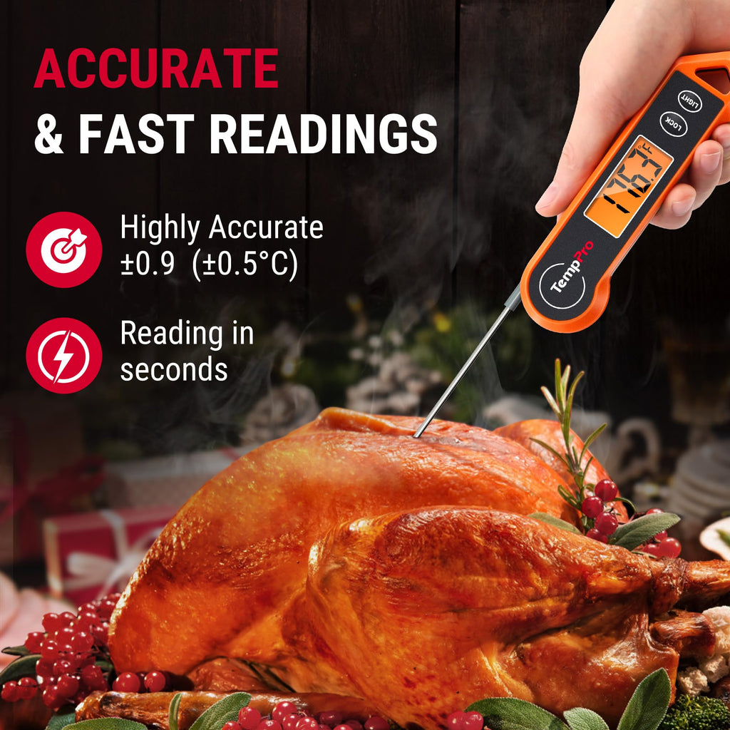 ThermoPro TP19H Digital Meat Thermometer for Cooking with Ambidextrous Backlit, Waterproof Kitchen Food BBQ Grill Smoker Oil Fry Candy Instant Read