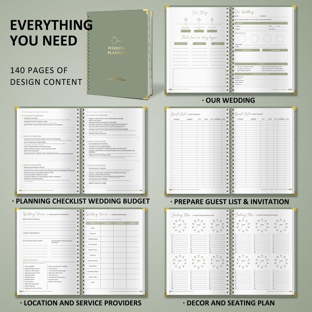 BIROYAL Wedding Planner Book and Organizer - A4 Wedding Planning Book with Checklist, Calendar & Tips - Makes Your Countdown Planning Easy - Engagement Gifts for Newly Engaged Couples, Future Brides
