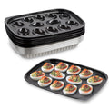 MT Products Clear Deviled Egg Containers with Lid 10.2" x 7.4" x 1" - Deviled Egg Platter 12 Eggs (Pack of 12) - Made In The USA
