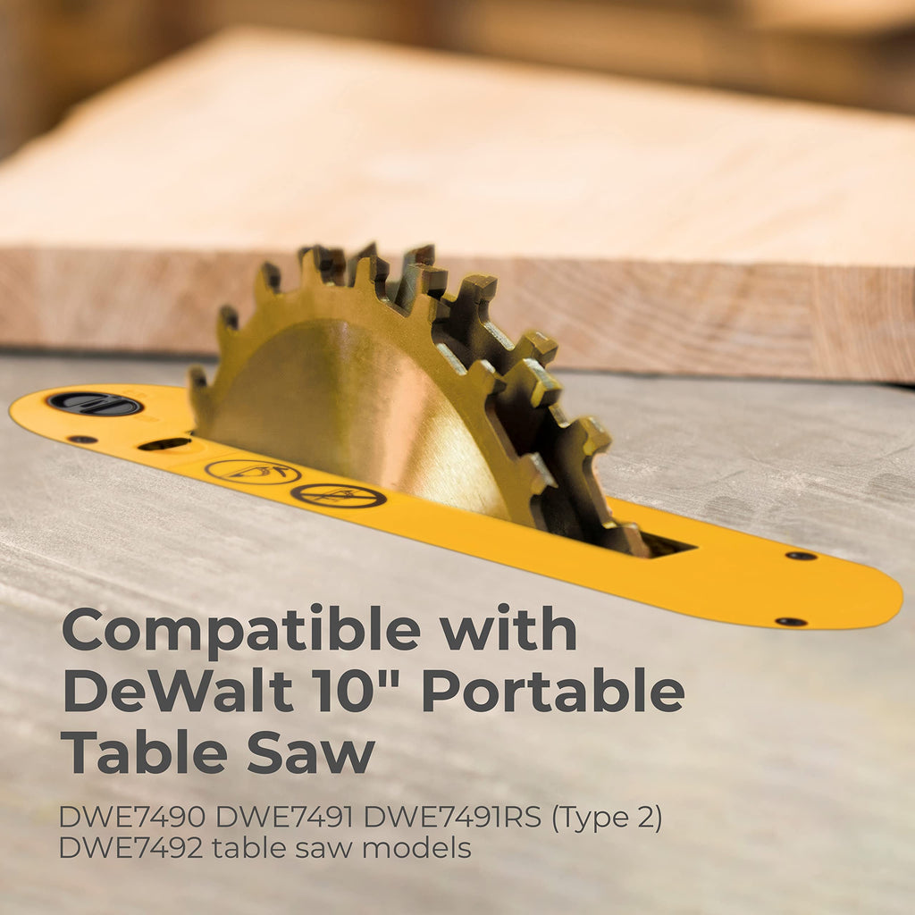 TonGass Dado Throat Plate Compatible with DeWalt 10" Portable Table Saw, Fits for DWE7490, DWE7491, DWE7491RS (Type 2), DWE7492 - Made from Impact-Resistant PC/PBT Blend Material
