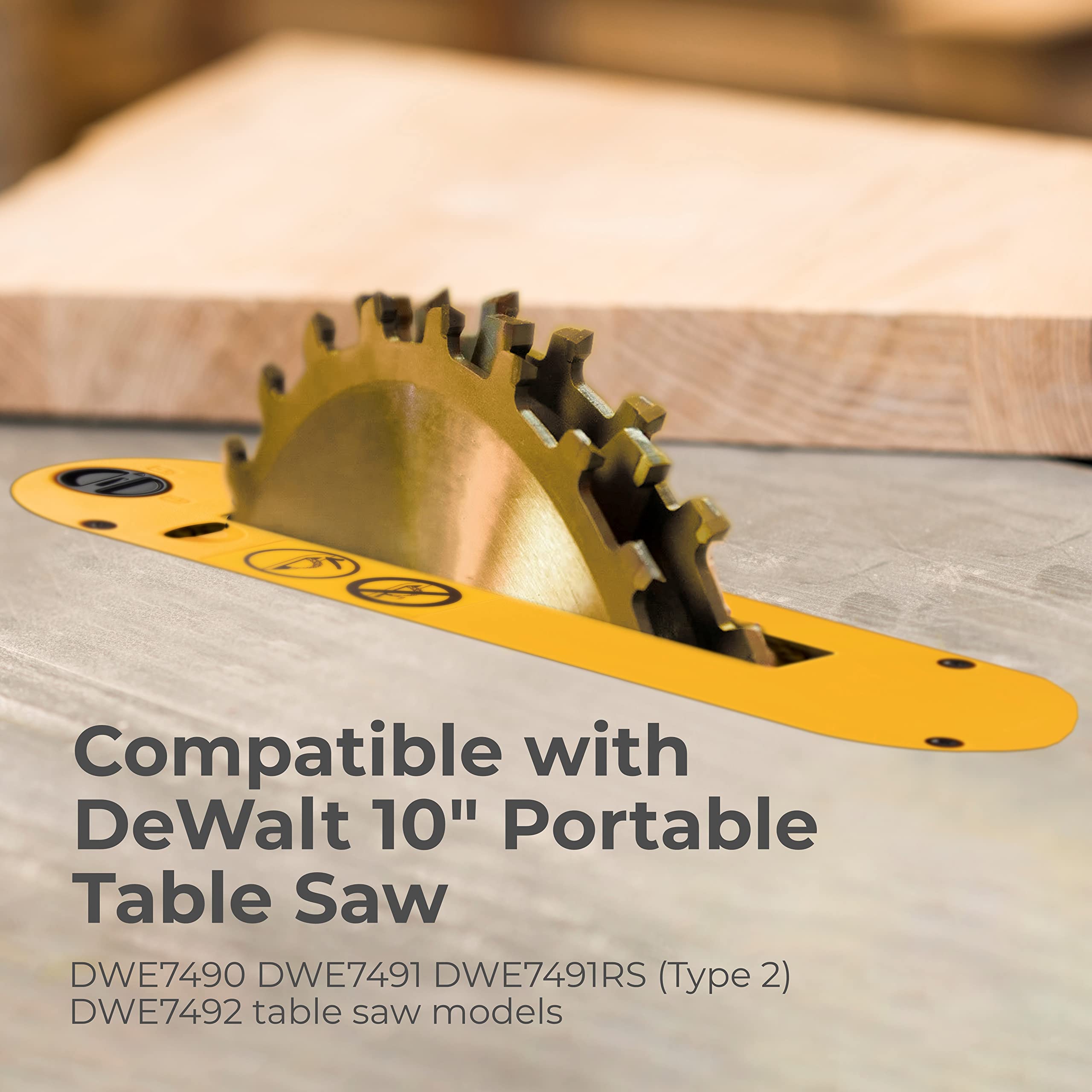 TonGass Dado Throat Plate Compatible with DeWalt 10" Portable Table Saw, Fits for DWE7490, DWE7491, DWE7491RS (Type 2), DWE7492 - Made from Impact-Resistant PC/PBT Blend Material