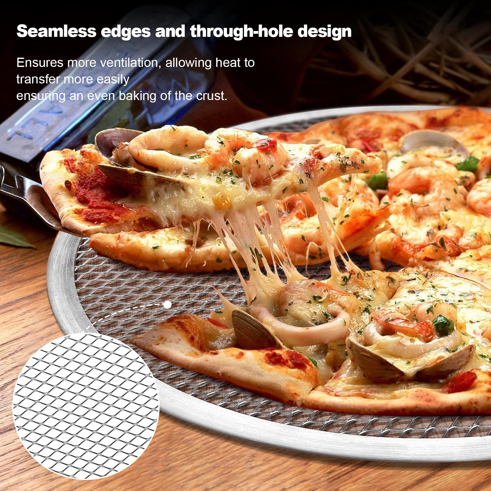 tchrules 3 Pcs Pizza Screen, 12 Inch Pizza Pan for Oven, Nonstick Pizza Tray for Oven, Dishwasher Safe & Microwave Safe (12 inch)