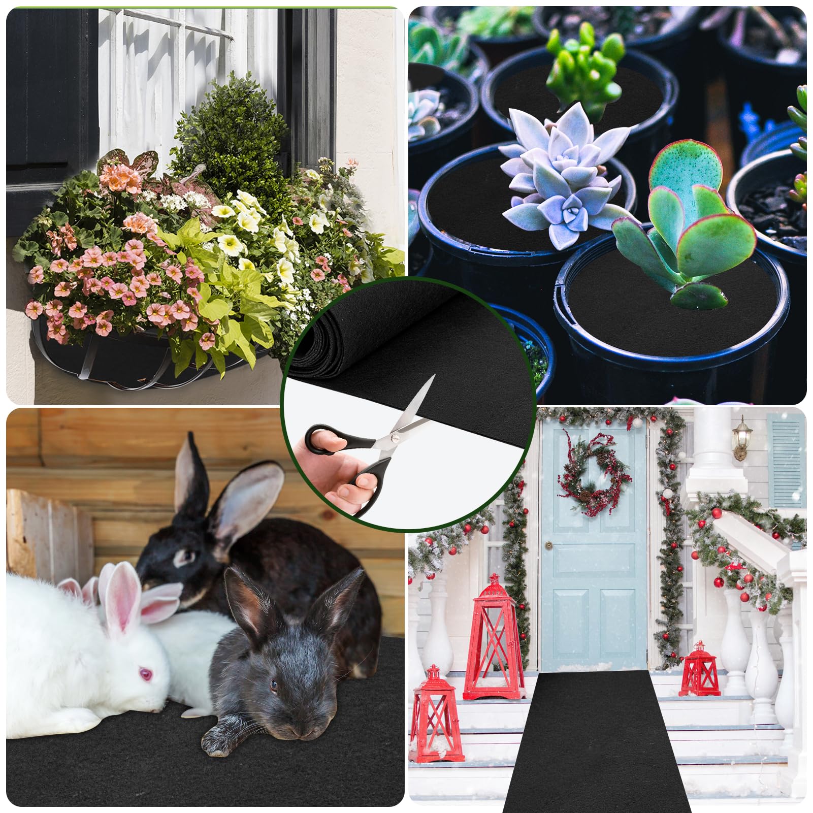 12 x 120 inch Fabric Planter Liner Roll, Felt Plant Box Liner Non Woven Coconut Basket Liner Alternative Flower Pot Mat Black Coco Liner Roll Replacement for Planters Hanging Baskets Garden Window Box