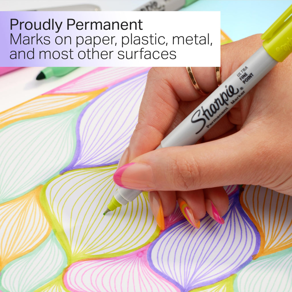 Sharpie Glam Pop Permanent Markers, Ultra Fine Point, Assorted Colours, 24 Count