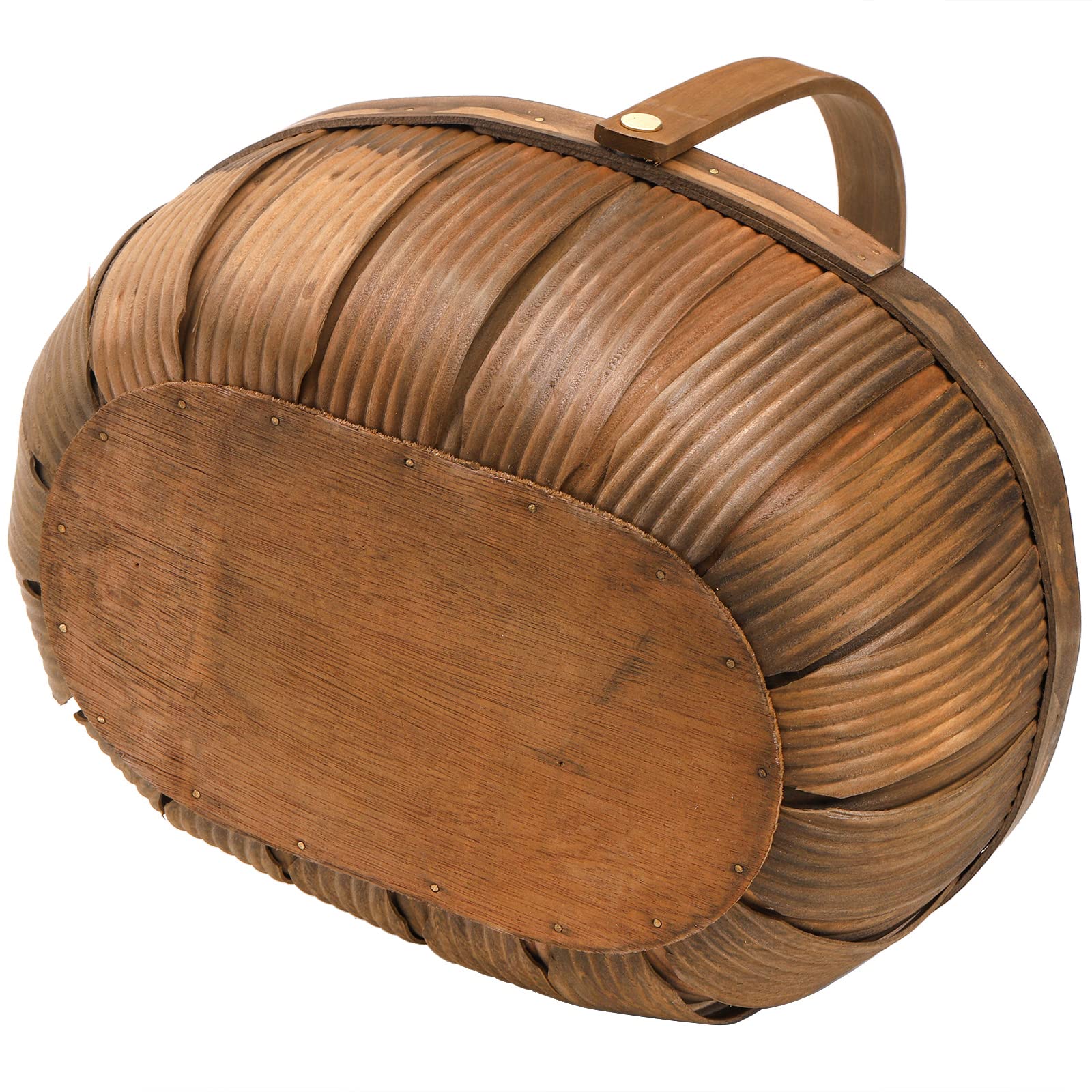 Lawei 3 Pack Wooden Bread Baskets, Wood Chip Picnic Basket with Handles, Handmade Woven Fruits Vegetable Storage Serving Basket Holder, Gift Packing Woven Basket, Flower Girl Baskets for Wedding