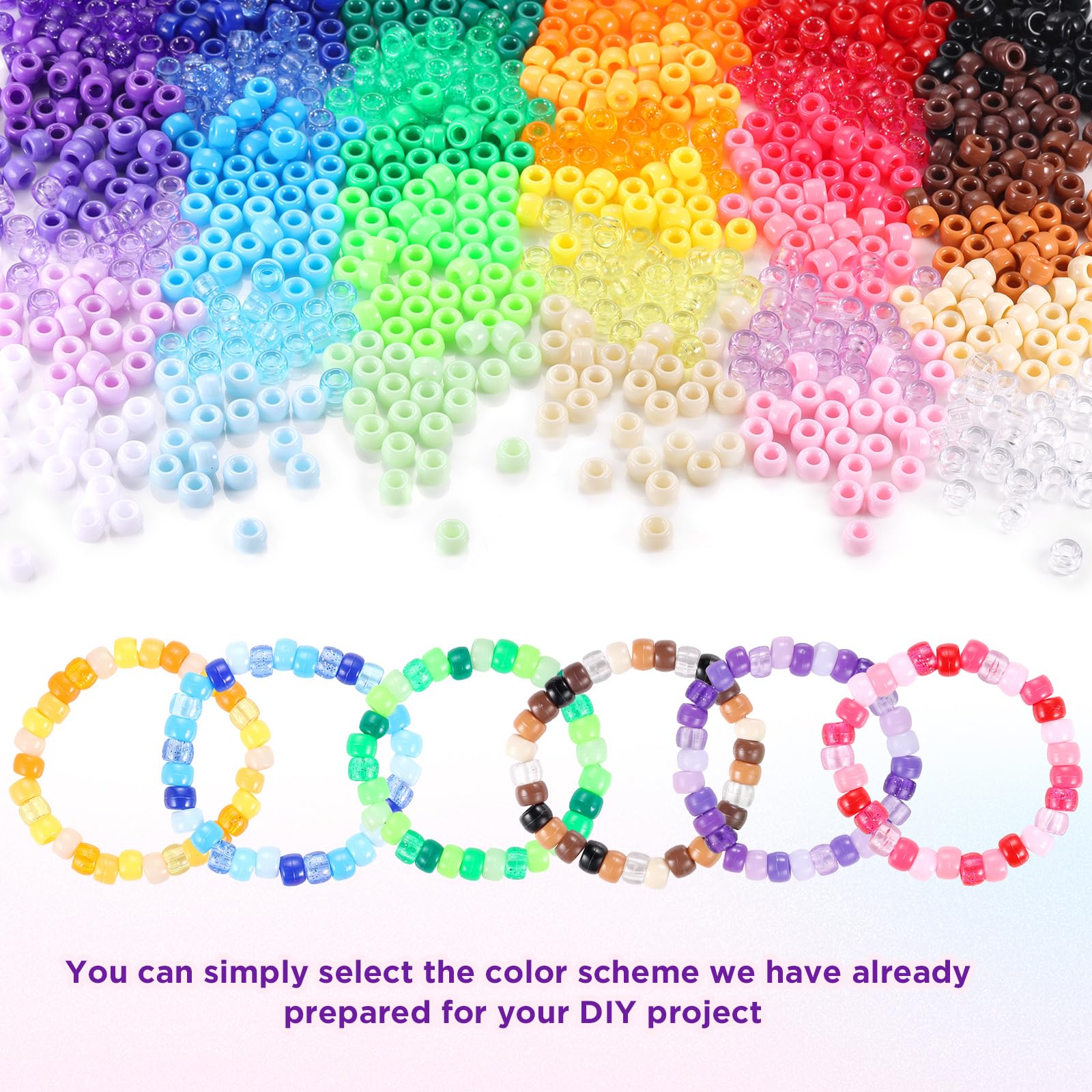 Funtopia 3400 Pcs Colorful Pony Beads Bulk, 36 Colors Kandi Beads for Bracelets and Jewelry Making, Rainbow Hair Beads for Braids, DIY Crafts, Key Chains and Ornaments Decorations