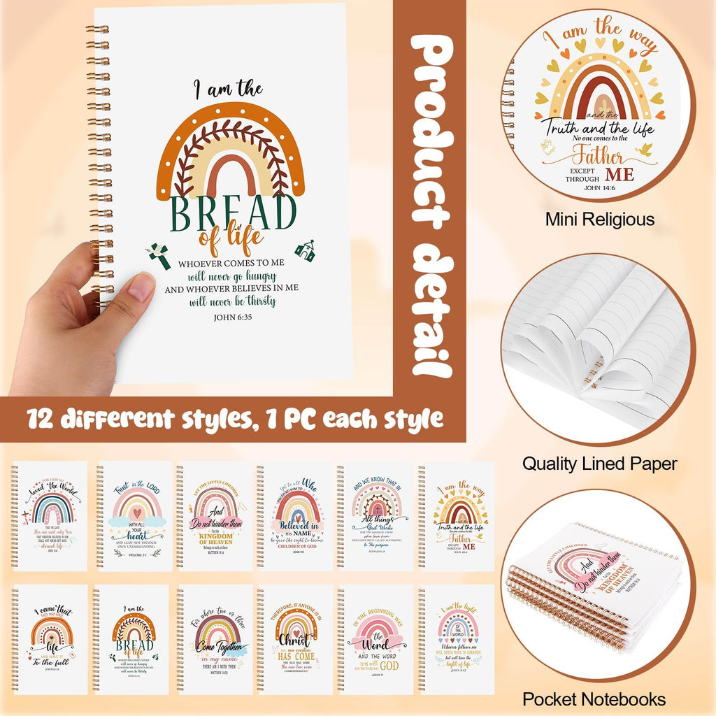 GANGBARU 24 Pcs Christian Gifts Notebooks Bible Verse Ballpoint Pen Religious Spiral Notebook Inspirational Pens Scripture Journals Notepad Bulk for Women Men Church Office Sunday School Supplies