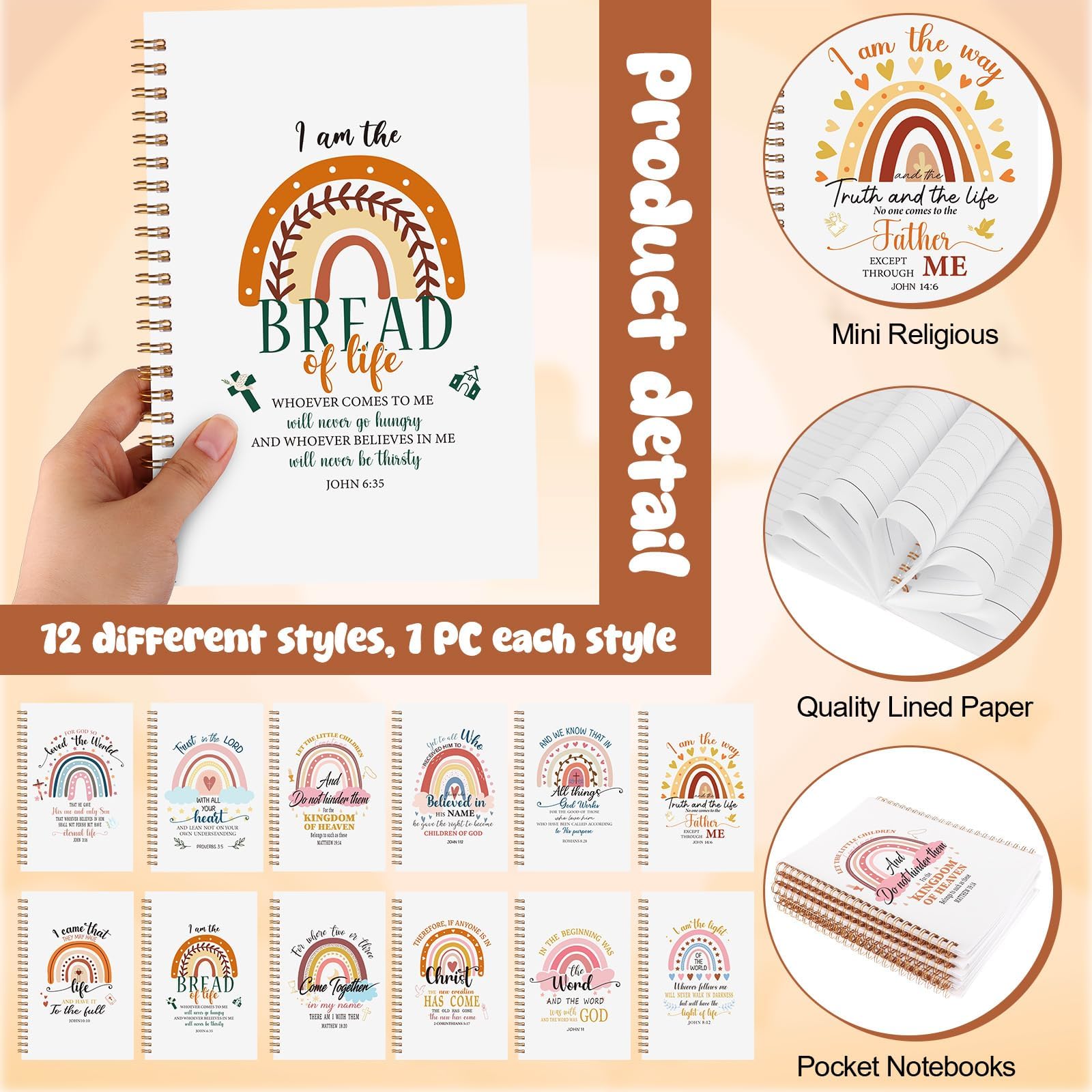 GANGBARU 24 Pcs Christian Gifts Notebooks Bible Verse Ballpoint Pen Religious Spiral Notebook Inspirational Pens Scripture Journals Notepad Bulk for Women Men Church Office Sunday School Supplies