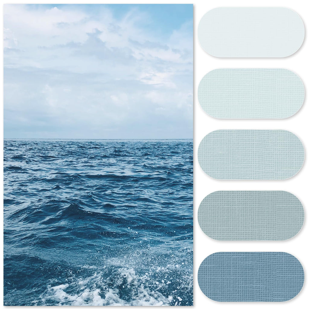 jinchan Ombre Ocean Blue Striped Shower Curtain Waterproof Fabric Shower Curtains for Bathroom Gradual Color Minimalist Design Modern Neutral Luxury with 12 Hooks 70x72 Inches
