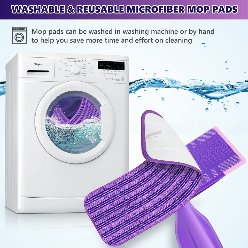 Reusable Mop Pads Compatible with Swiffer Wet Jet, Wet Jet Pads Refills for Swiffer Mop, Microfiber Replacement Pads for Hardwood Floor Cleaning, Dry Wet Mopping Cloths for 12" Wet Jet Refill, 6 Pack