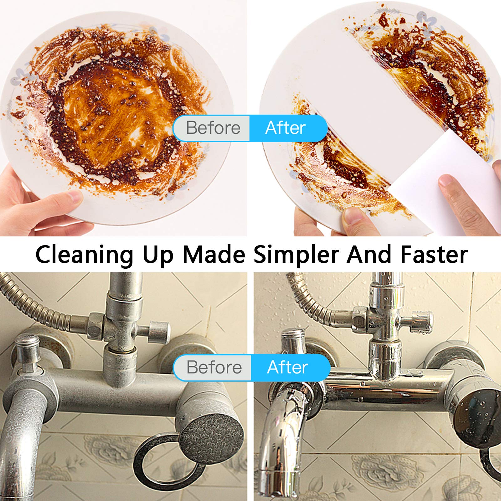 Magic Sponge Eraser, 50Pack Melamine Sponge Foam Pads, Multi-Functional Cleaning Sponges Scrub for Kitchen Dishes, Bathtub, Furniture, Oven, Shower, Sink, Wall, Shoes Cleaner