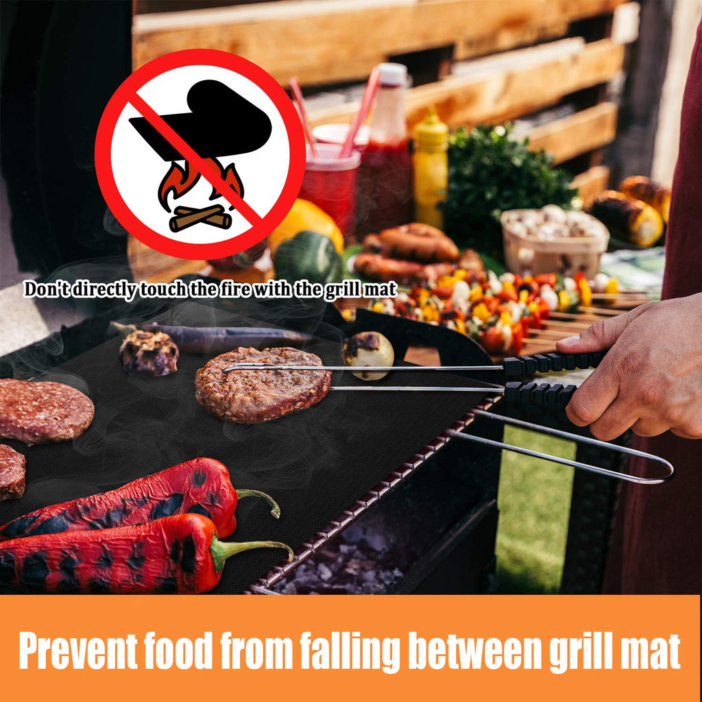 WALFOS BBQ Reusable Grill Mat Set of (7+1) - Non-Stick Coating Grilling Mats, Heat Resistant Cooking Mat, Works on Electric Grill Gas Charcoal BBQ, Perfect for Grilling Meat, Veggies, Seafood