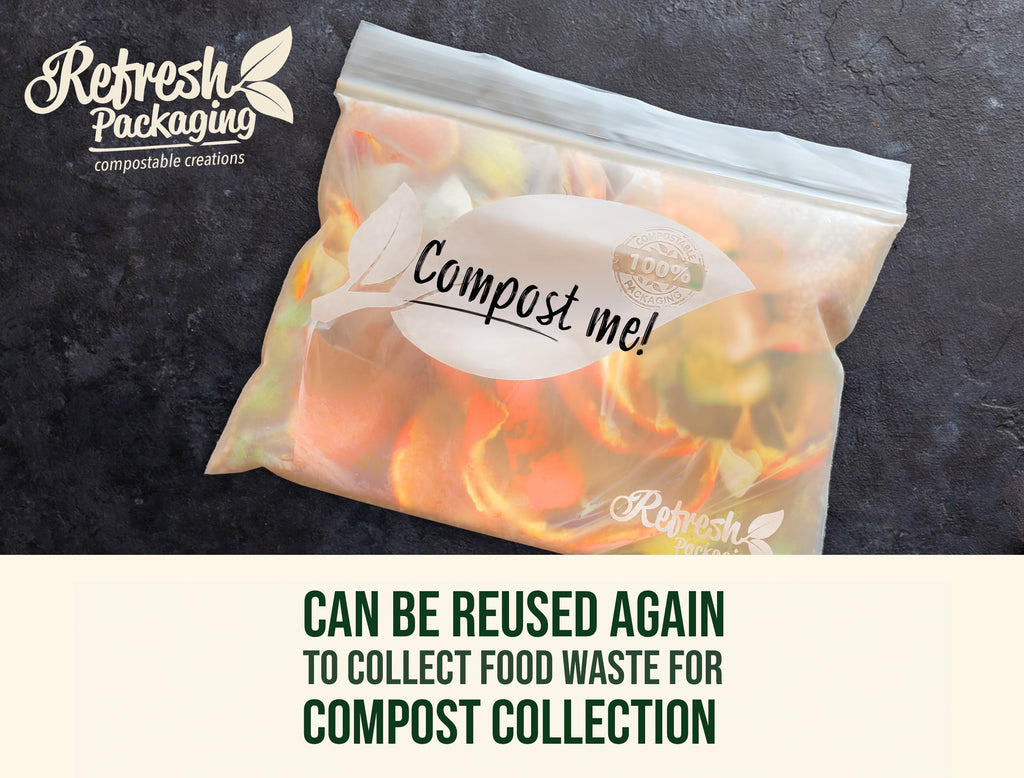 Refresh Packaging 100% Certified Small Size Zipper Locking Bags - 2 Boxes of 50 Compostable Bags Perfect as a Freezer Bags per Box, And Storage Bag - Small Size - 100 bags Total