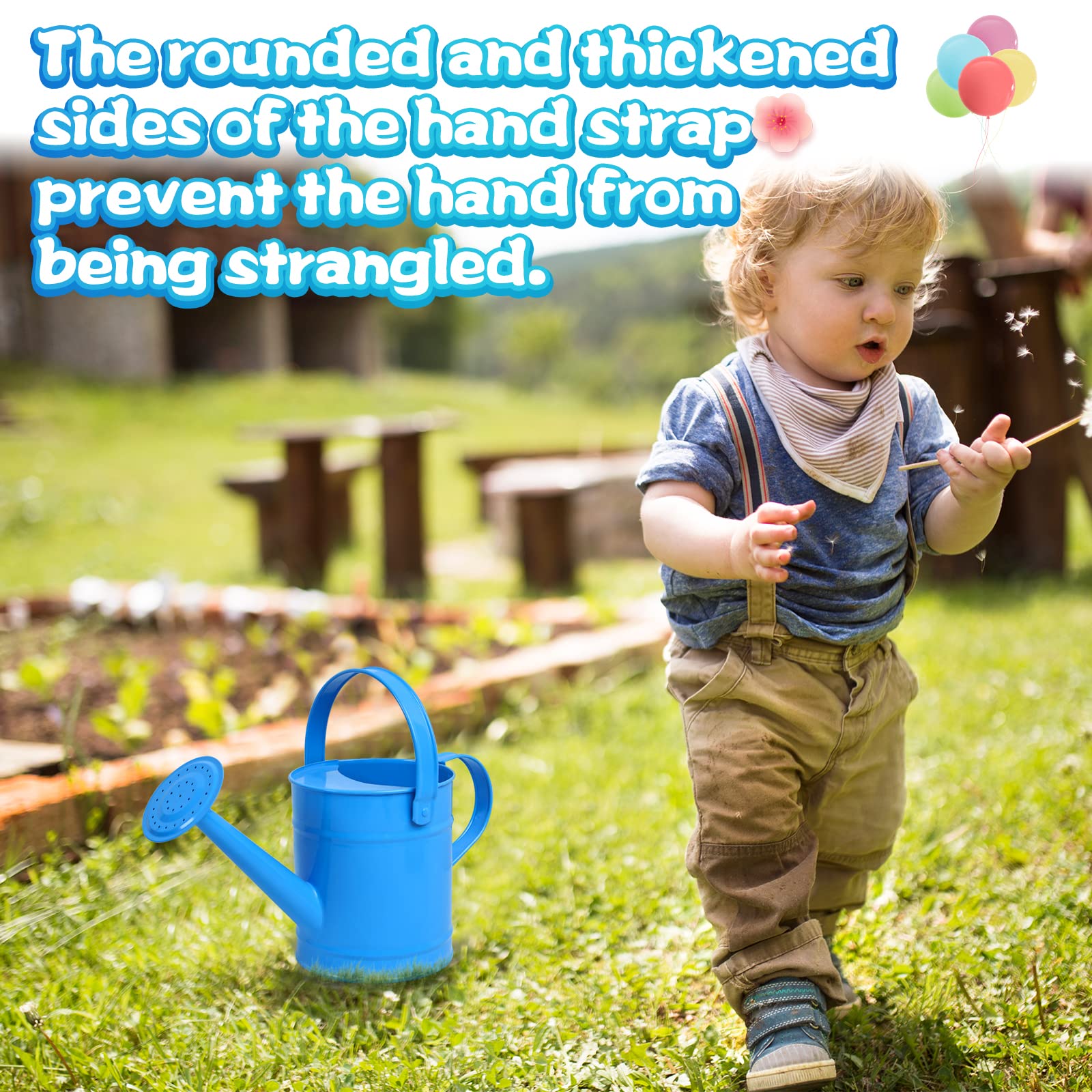 Finderomend Metal Watering Can 1.5L/51oz, Iron Art for Kids Watering Can, Watering Can for Outdoor Plants Home Office Small Portable Indoor Watering Equipment (Blue)