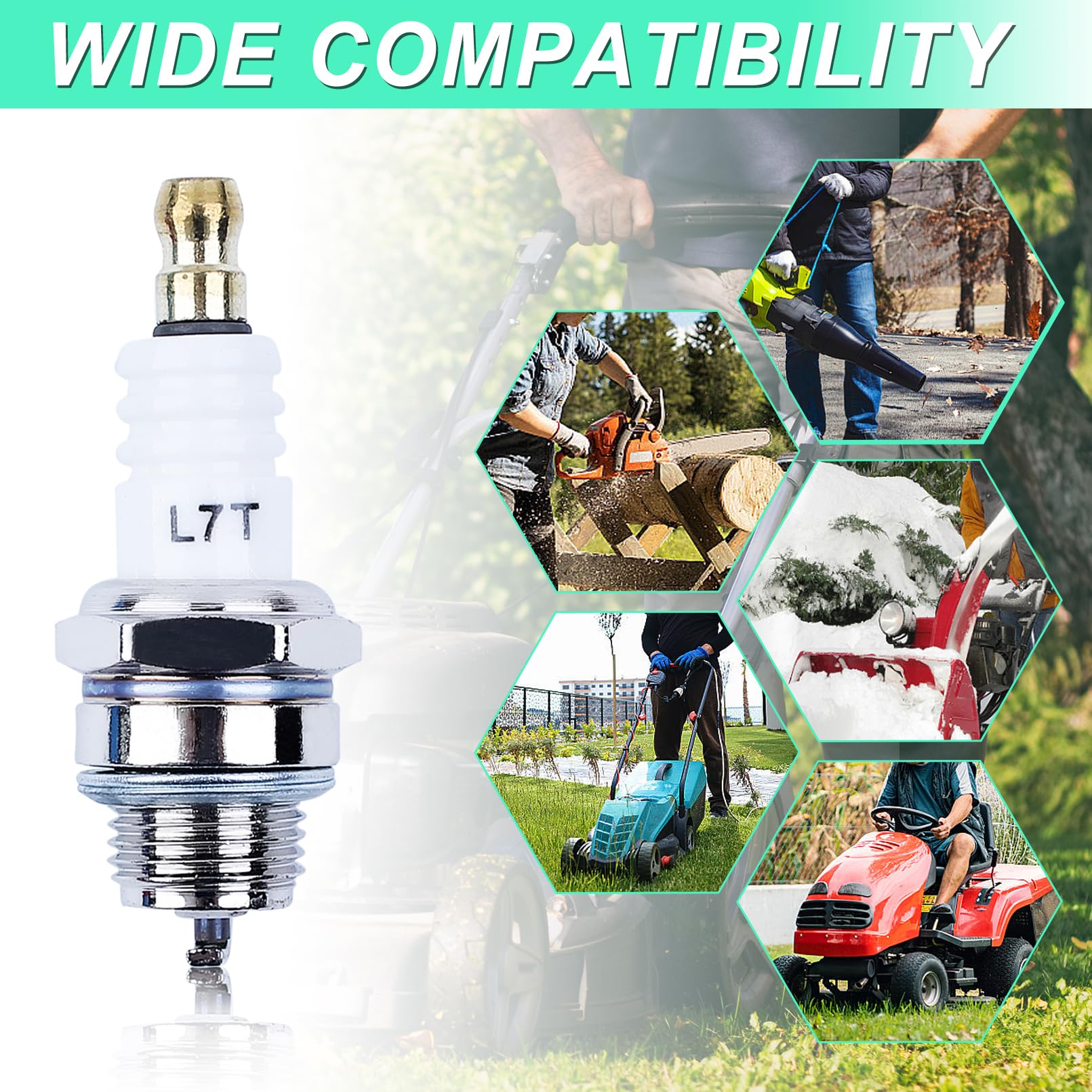 L7T Spark Plug for NGK BPMR7A - 10 Pack Sparkplugs for Champion CJ8 RCJ6Y RCJ7Y & More 2-Stroke Engine, Adofol Spark Plugs for Stihl 017 018 MS170 MS180 MS290 MS310 MS390 029 039 Chainsaw