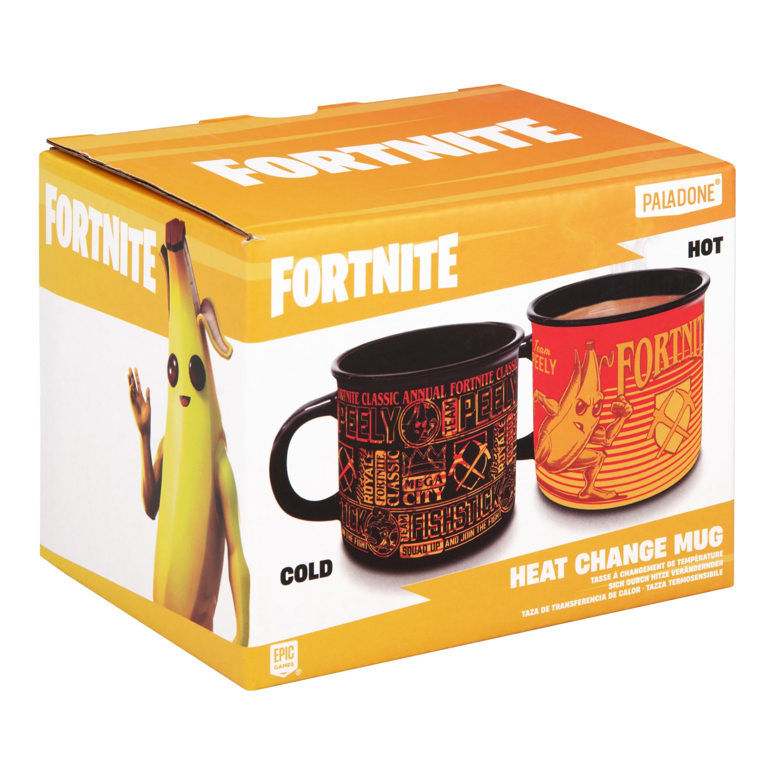 Fortnite Peely and Fishstick Heat Change Mug 350ml, Officially Licensed Ceramic Coffee Cup for Hot Drinks, Gamer Gift for Boys, Girls, Men, Women - Paladone