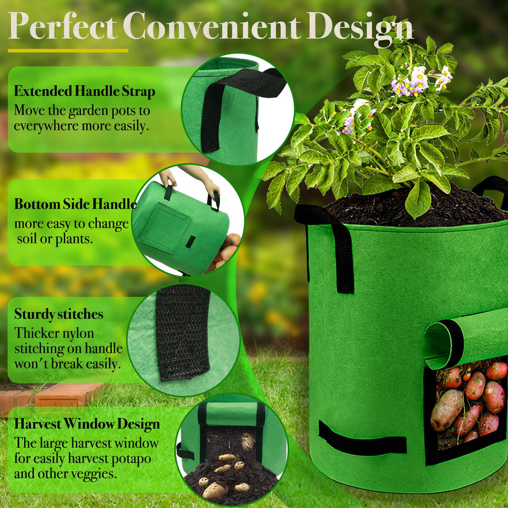 4Packs Colorful Potato Grow Bags, 10Gallon Heavy Duty Potato Bags for Growing Potatoes, Fabric Potato Planter, Non-Woven