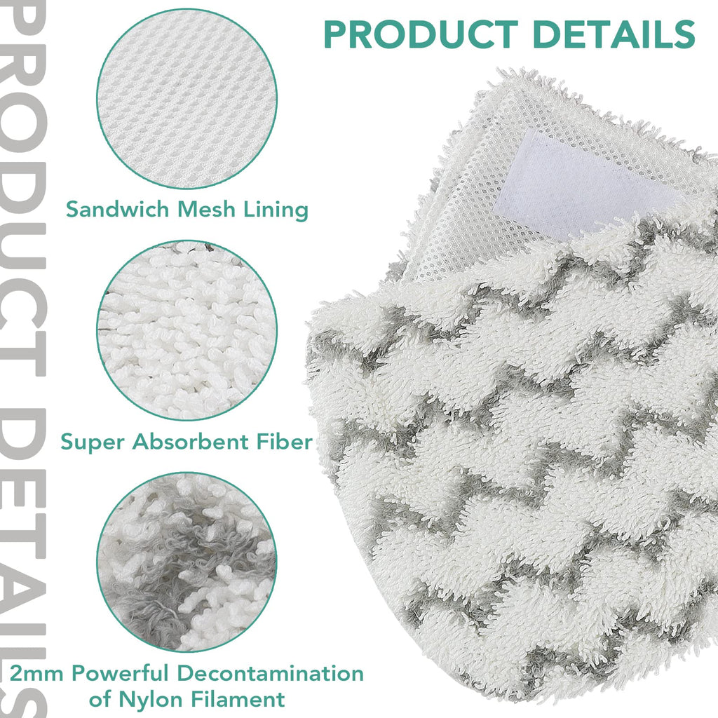 5 Packs Steam Mop Pads for Shark Steam Mop S1000 S1000A S1000C S1000WM S1001C Steamer Pads Dirt Grip Absorbing Refill,Microfiber Mop Pad for Beldray BEL01097 Steam Cleaner Cloths