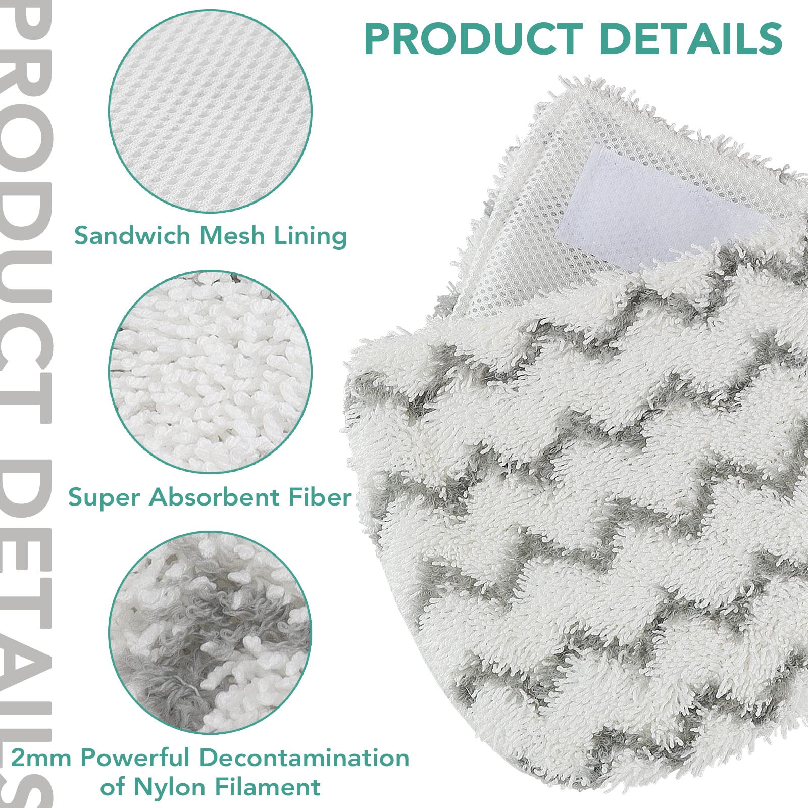 5 Packs Steam Mop Pads for Shark Steam Mop S1000 S1000A S1000C S1000WM S1001C Steamer Pads Dirt Grip Absorbing Refill,Microfiber Mop Pad for Beldray BEL01097 Steam Cleaner Cloths