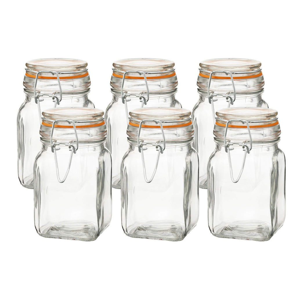 Gala Houseware Airtight Clear Glass Jars with Bail and Trigger Latch Seal Dishwasher Safe, Set of 6, Volume 9.6 oz, Perfect for Home Canning, Pickling, Preserving, and Reusable food storage