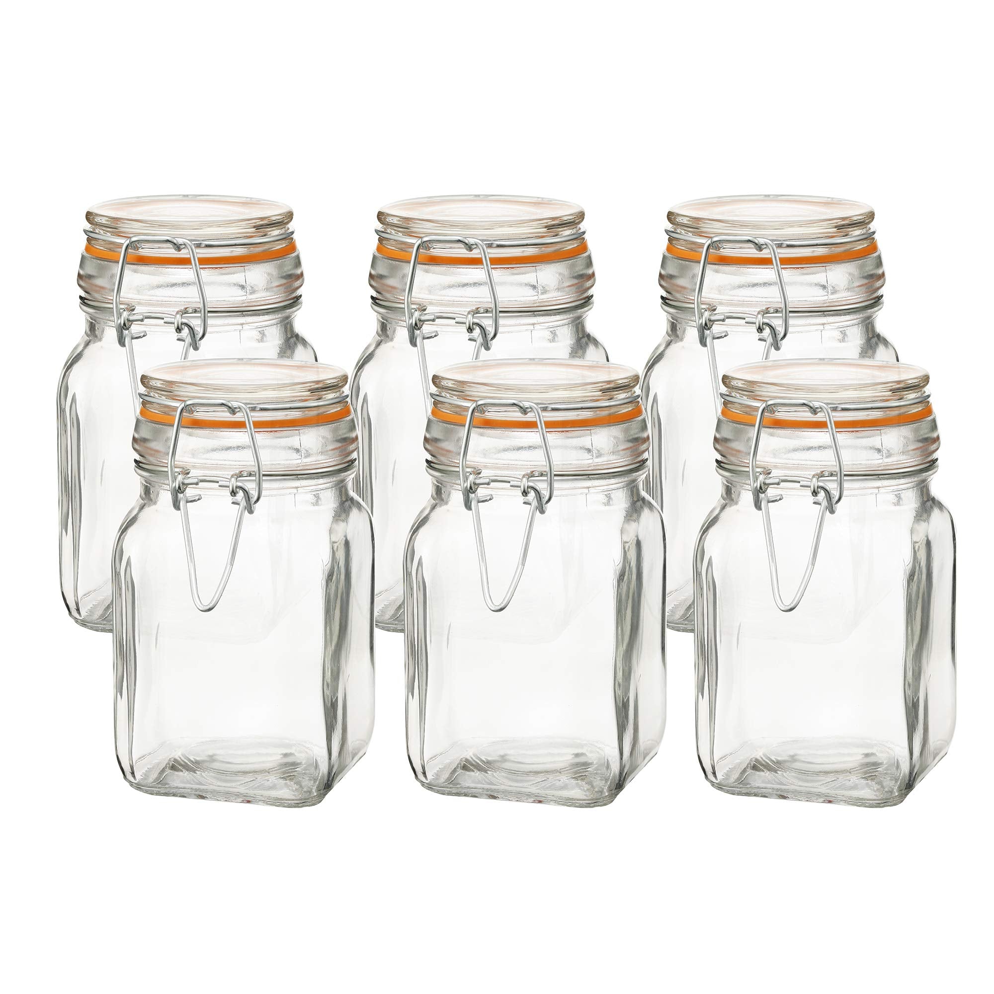 Gala Houseware Airtight Clear Glass Jars with Bail and Trigger Latch Seal Dishwasher Safe, Set of 6, Volume 9.6 oz, Perfect for Home Canning, Pickling, Preserving, and Reusable food storage