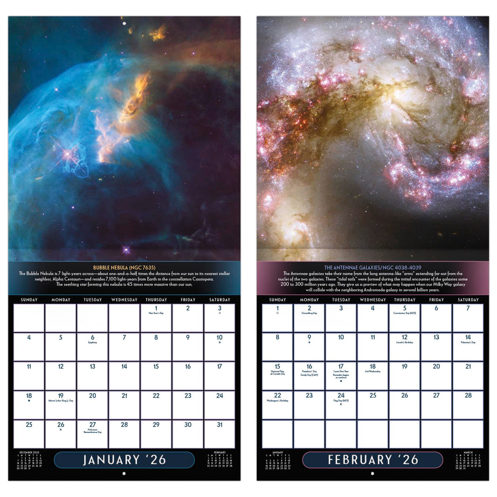 2026 NASA - Views from The Hubble Telescope Wall Calendar