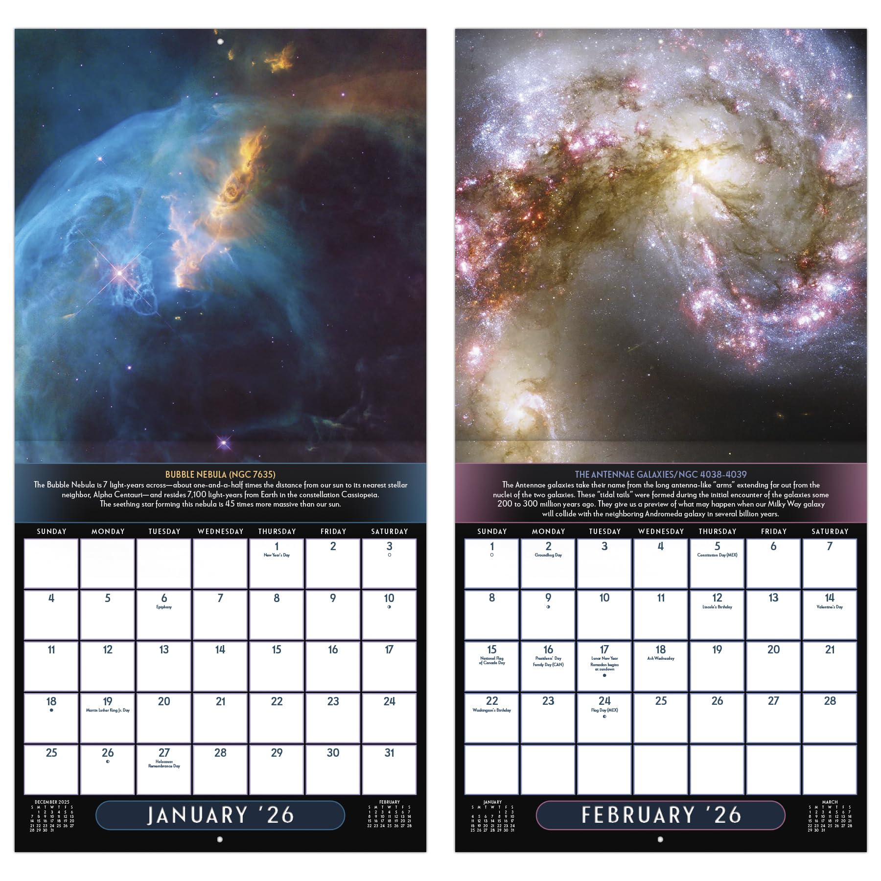 2026 NASA - Views from The Hubble Telescope Wall Calendar
